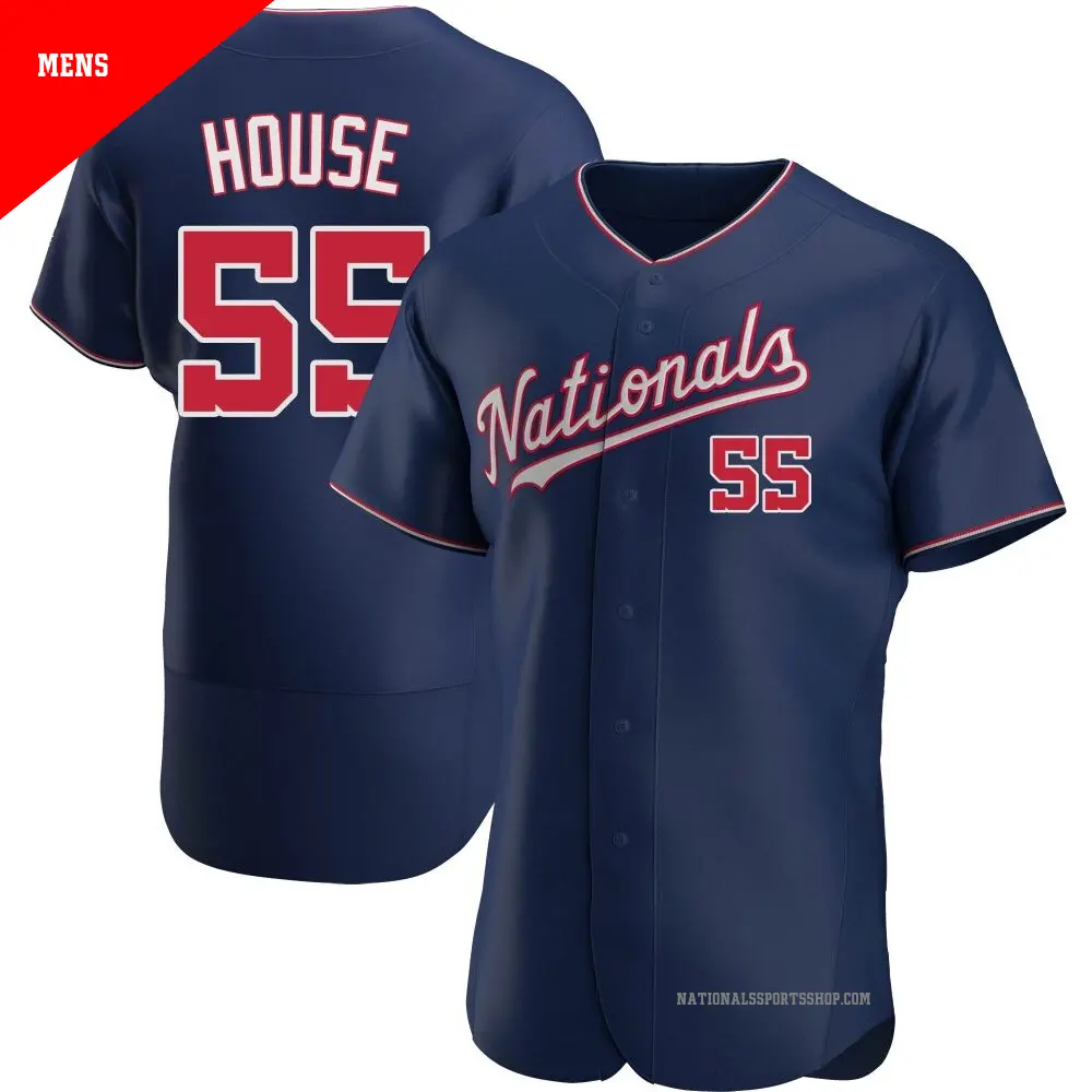 Men's ＃55 Brady House Washington Nationals Navy Authentic Alternate Jersey