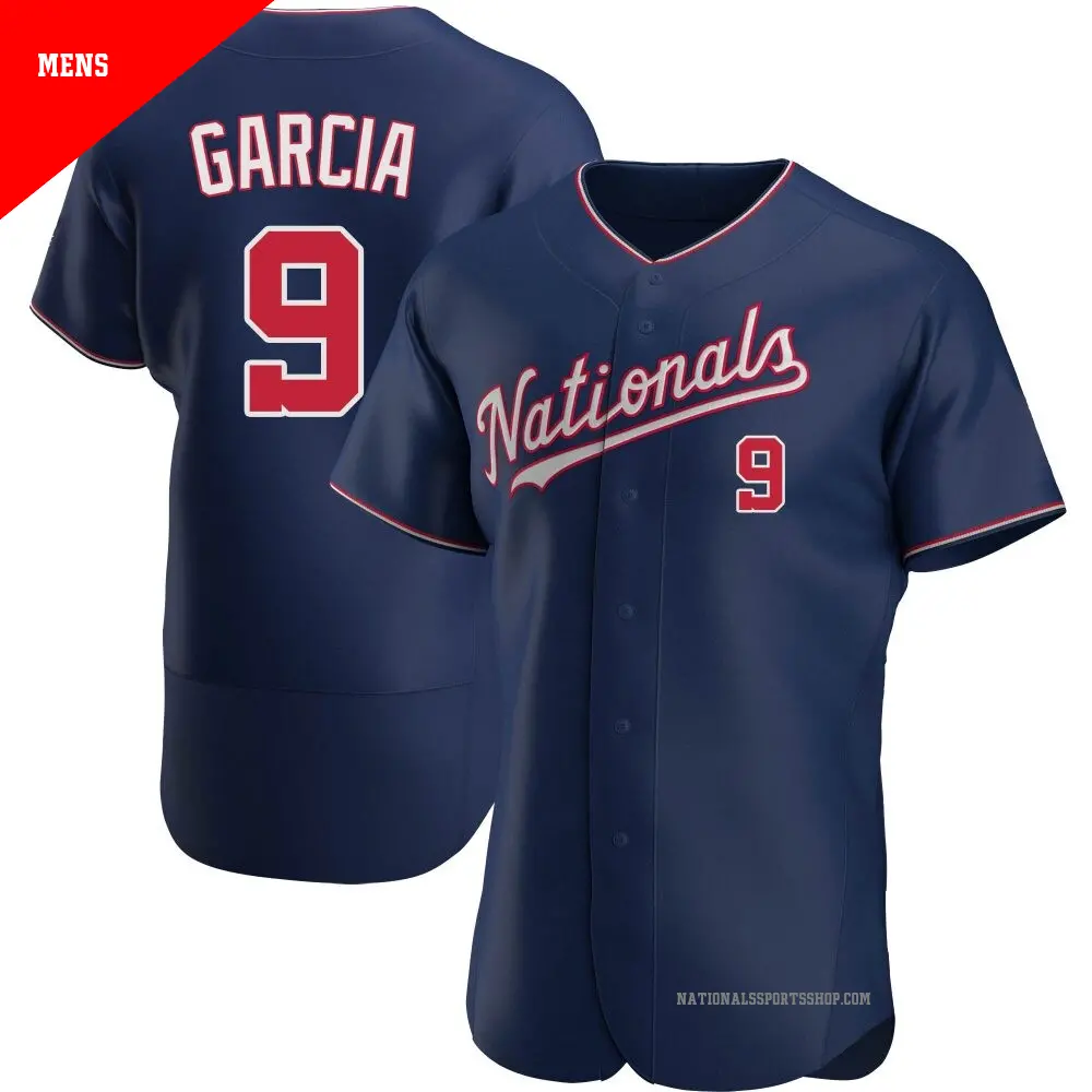 Men's ＃9 Luis Garcia Washington Nationals Navy Authentic Alternate Jersey