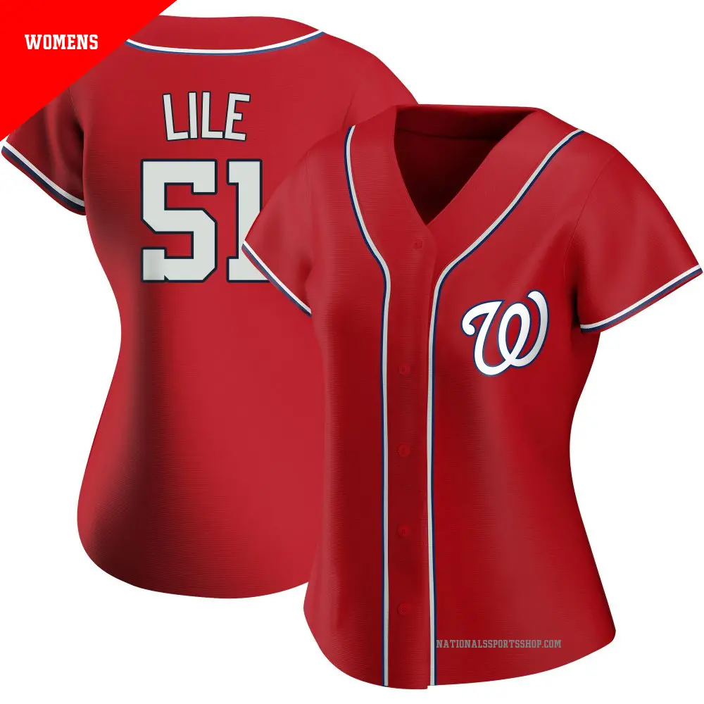 Women's ＃51 Daylen Lile Washington Nationals Red Replica Alternate Jersey