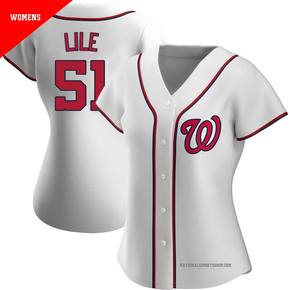 Women's ＃51 Daylen Lile Washington Nationals White Authentic Home Jersey
