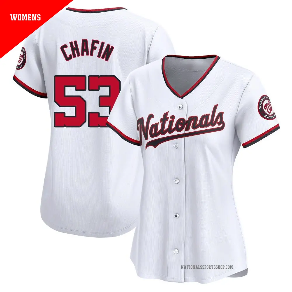 Women's ＃53 Andrew Chafin Washington Nationals White Limited Home Jersey