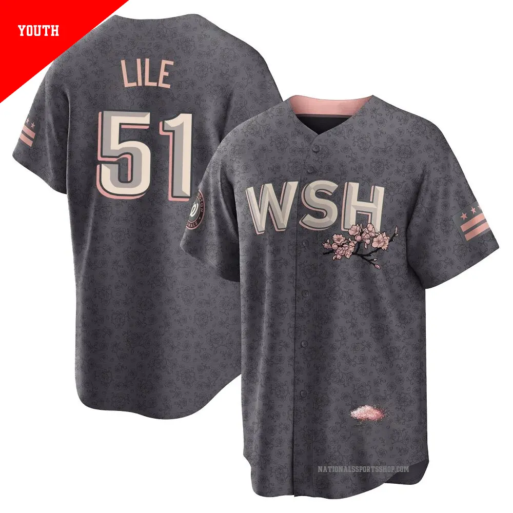 Youth ＃51 Daylen Lile Washington Nationals Gray Replica 2022 City Connect Jersey