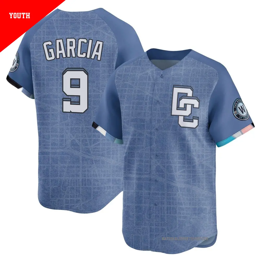 Youth ＃9 Luis Garcia Washington Nationals Blue Limited 2025 City Connect Jersey